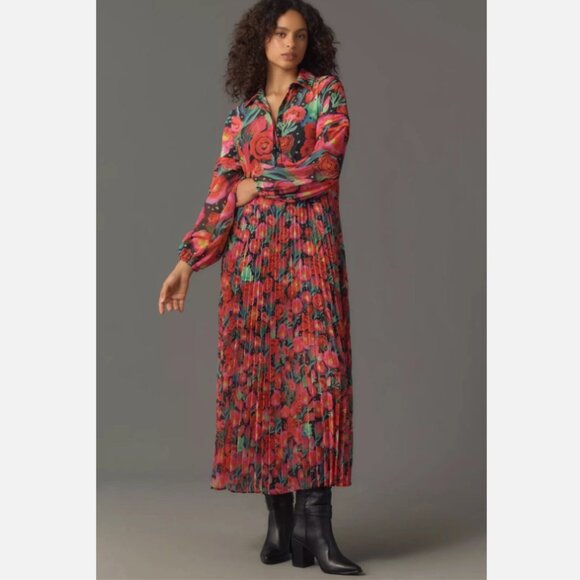 Brand New Farm Rio x Anthropologie Pleated Drop-Waist Maxi Dress - Picture 1 of 6